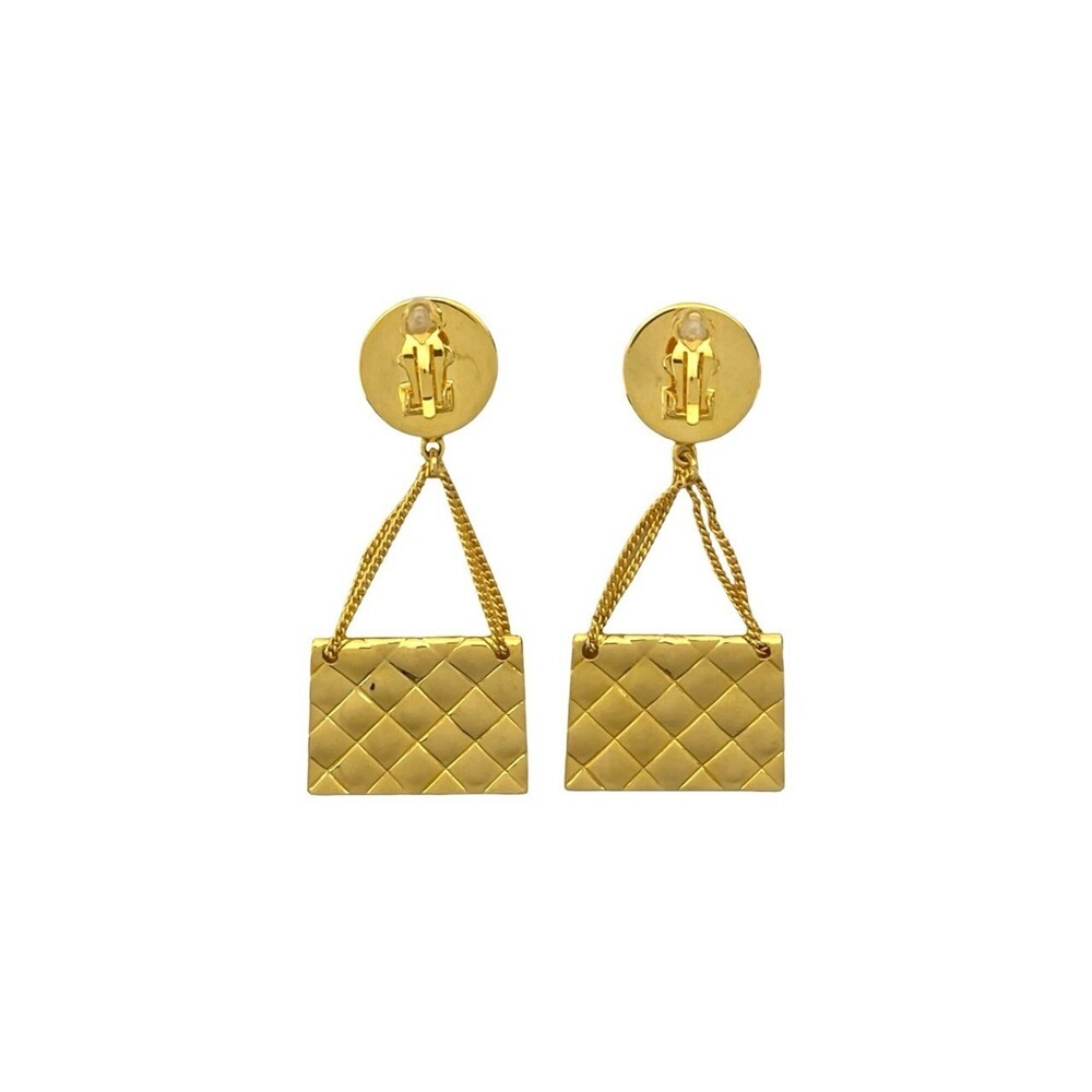 CHANEL Authentic Gold Logo Earrings - Picture 4 of 4